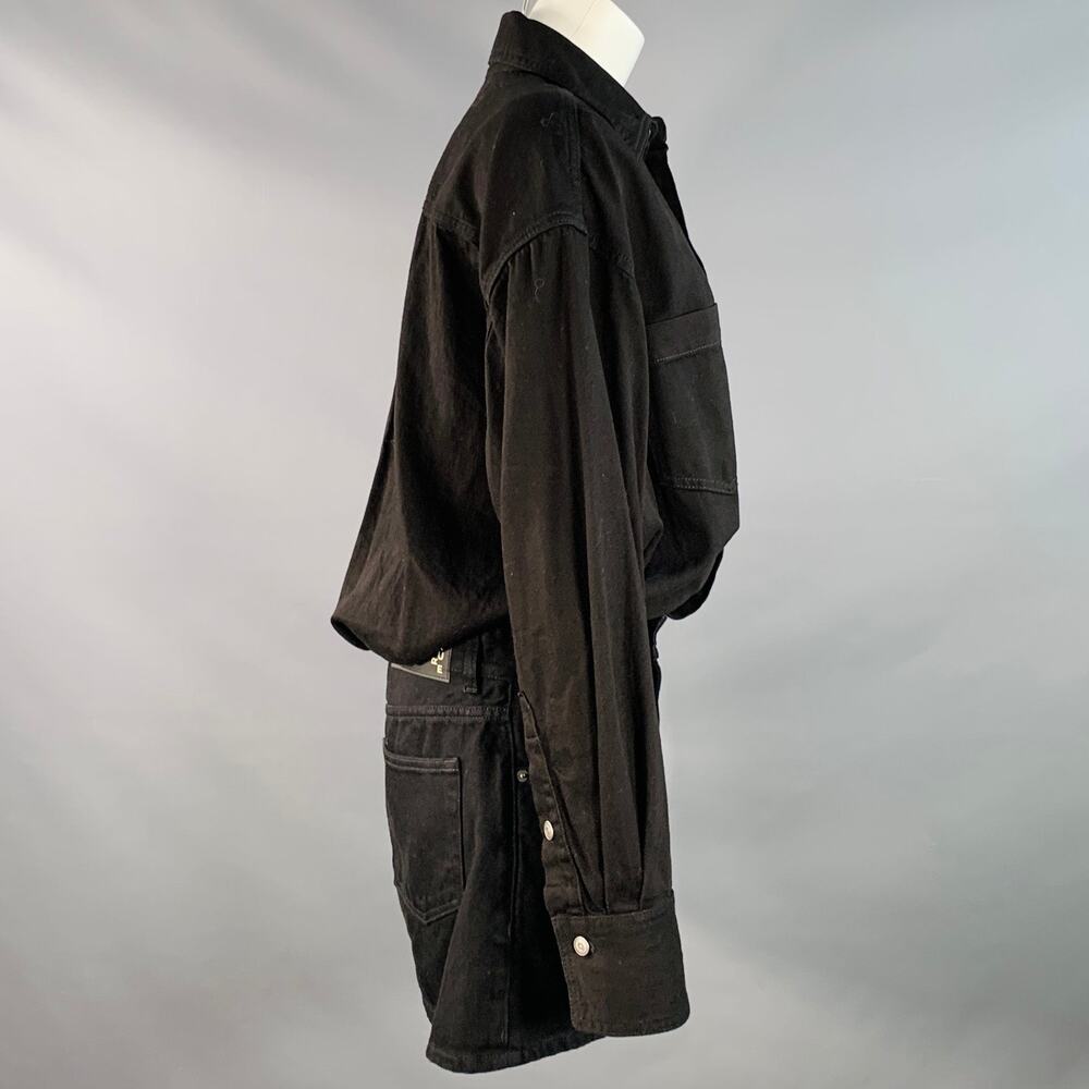 HAIKURE Size S Black Cotton Twill Long Sleeve Shirt Dress - Picture 2 of 7